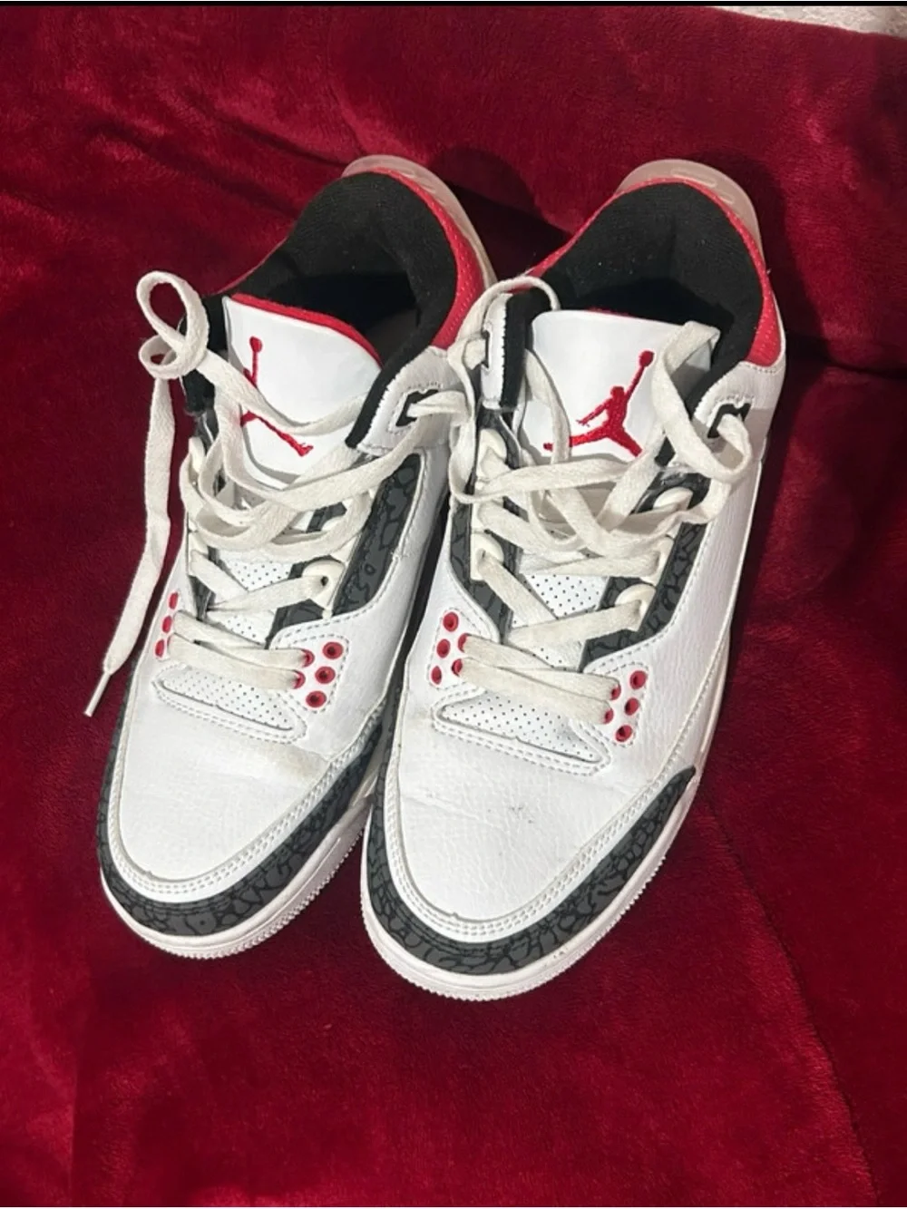 Nike White Black Red Air Jordan 3 Style Sneakers